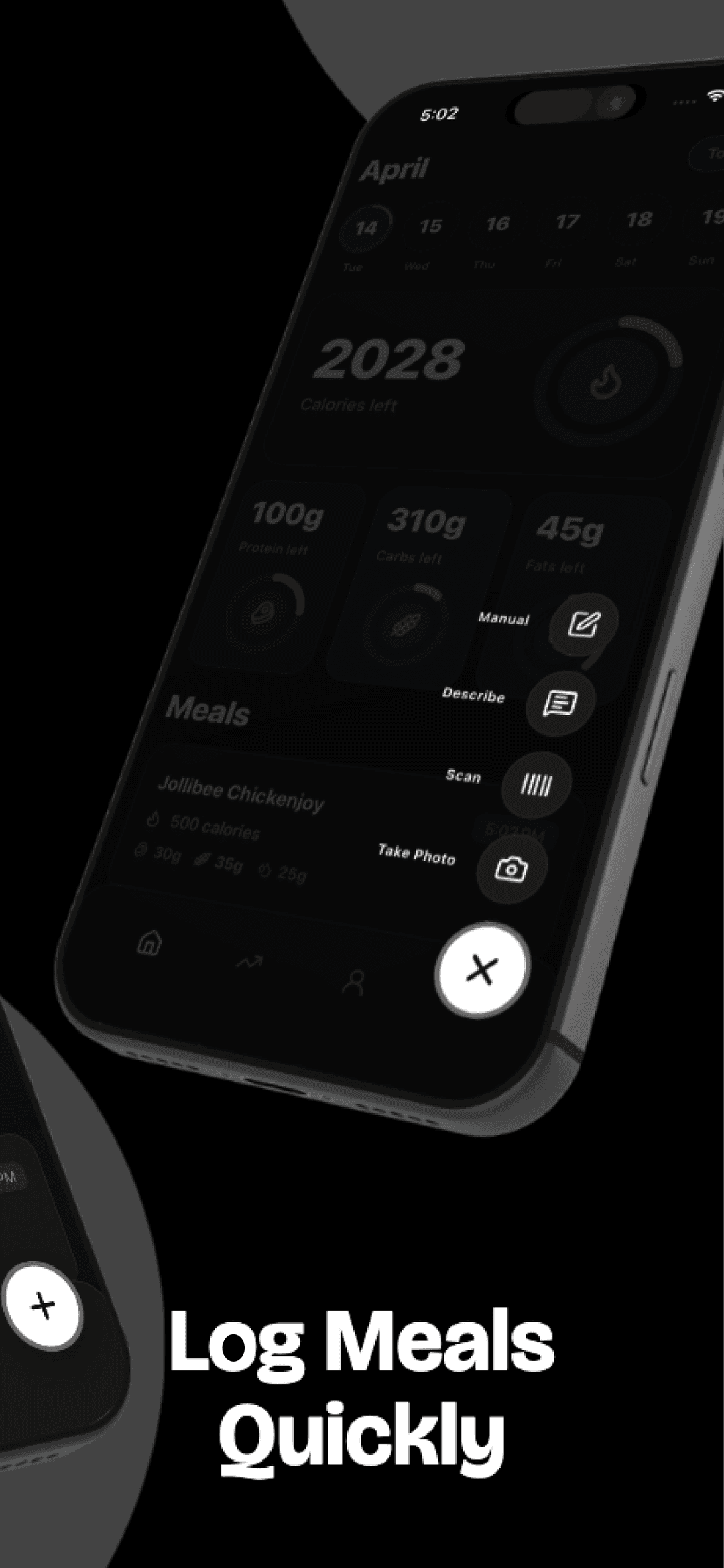 macro AI meal logging and barcode scanner screen